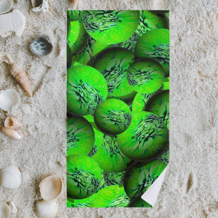 Serviette De Plage Planètes vert néon en optique 3D