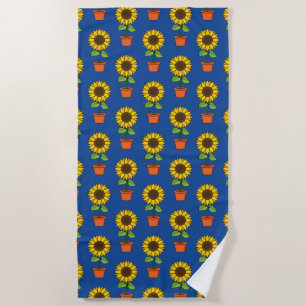 Serviette De Plage Plante de tournesol dans un pot