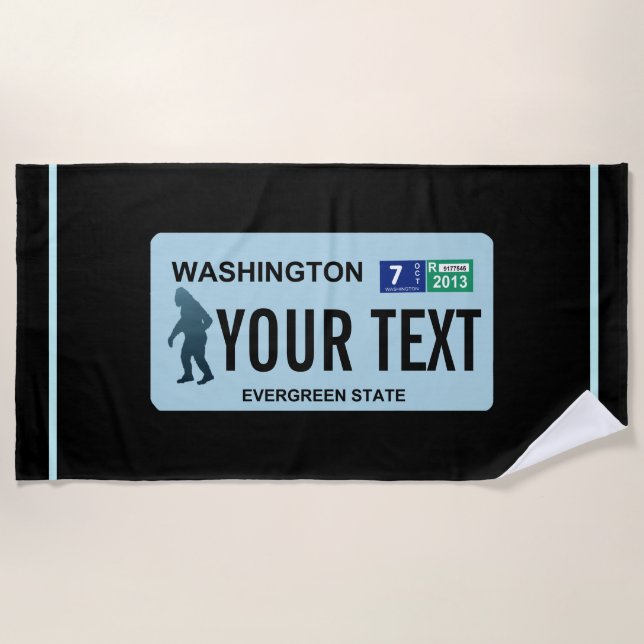 Serviette De Plage Plaque de licence Washington Sasquatch (Devant)