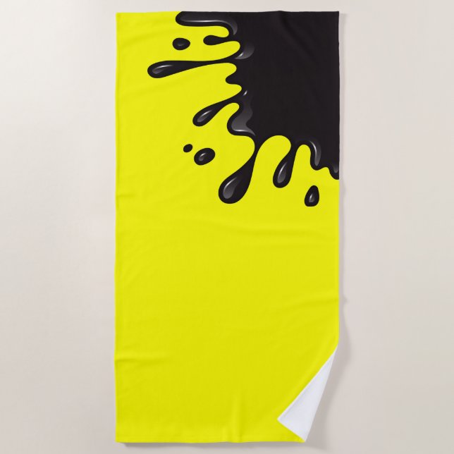 Serviette De Plage Plat noir sur Jaune (Devant)