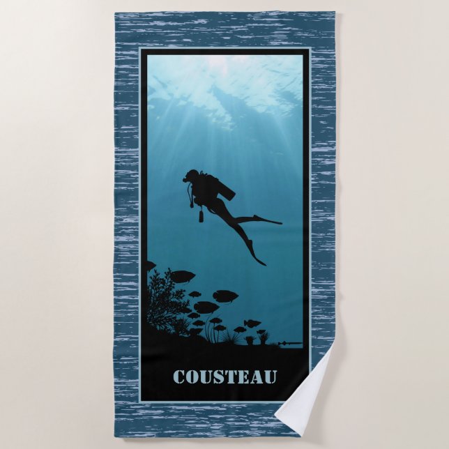 Serviette De Plage Plongée sous-marine Mer Bleue (Devant)