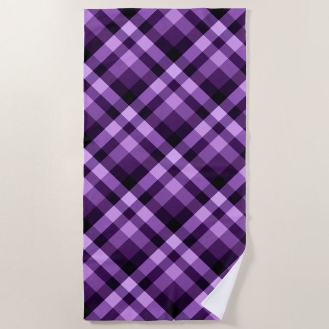 Serviette De Plage Plum moderne violet Plaid Motif de la plage servie (Devant)