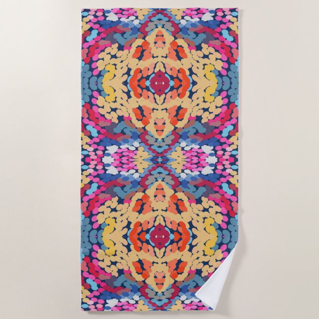 Serviette De Plage Plumeria tropicale Fleurs tachetées Motif de carre (Devant)