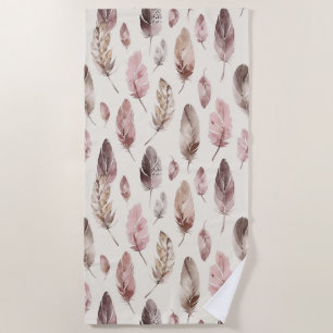 Serviette De Plage Plumes Brown roses
