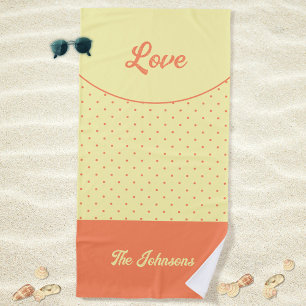 Serviette De Plage Poche du milieu du siècle jaune Points rétros Amou
