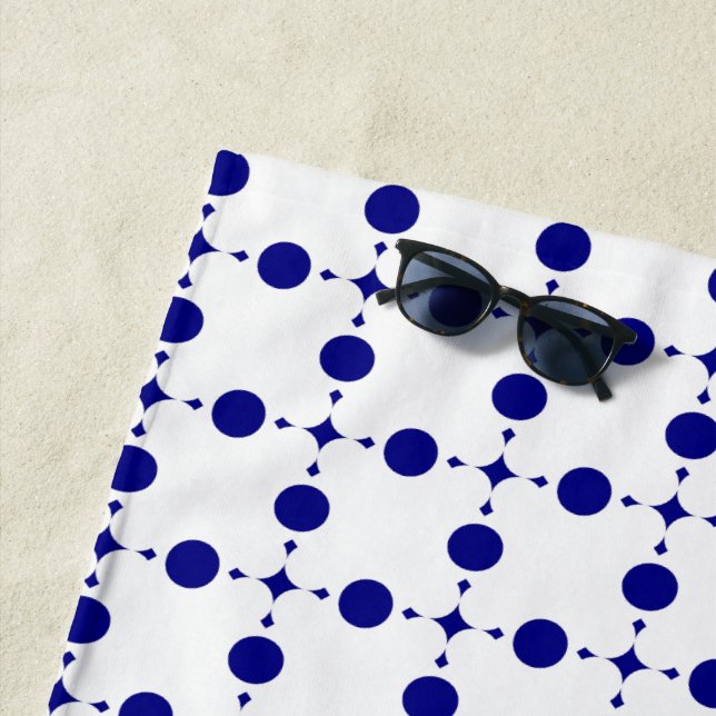 Serviette De Plage Points bleus de marine, Motif à pois, Pois (En situation)