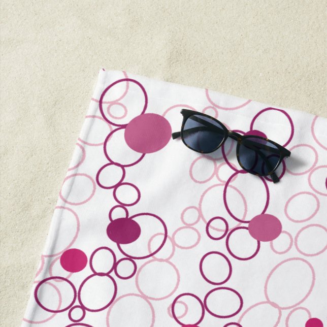 Serviette De Plage Points Cercles roses (En situation)