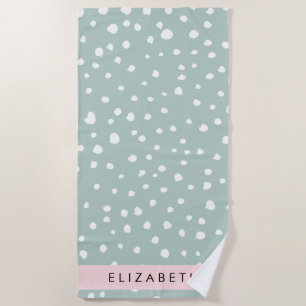 Serviette De Plage Points Dalmatiens verts, Spots, Votre Nom