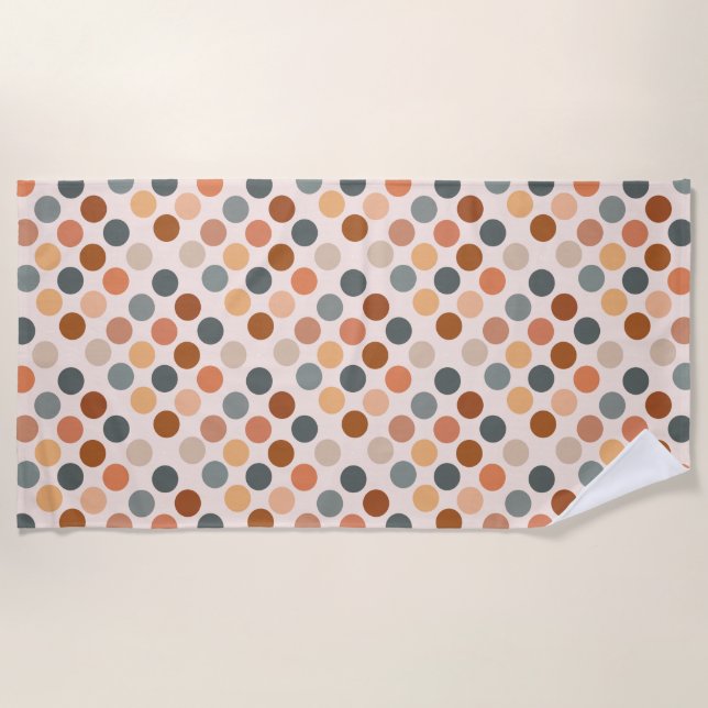 Serviette De Plage Points d'aquarelle Boho rétro neutres (Devant)