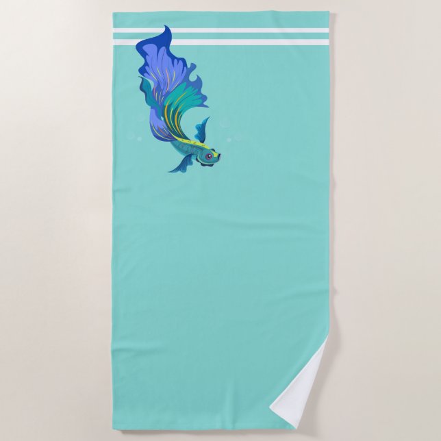 Serviette De Plage Poisson Tropical Sur La Plage (Devant)