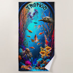 Serviette De Plage Poissons Tropicaux Sous La Mer