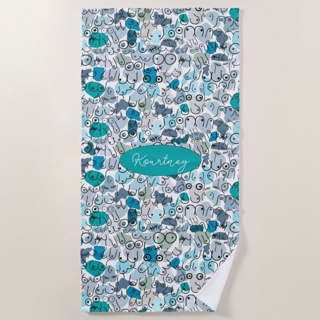 Serviette De Plage poitrine pastel bleu (Devant)