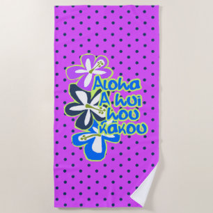 Serviette De Plage Pokii Hawaii Aloha Hibiscus Polka violet point