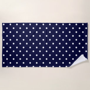 Serviette De Plage Polka Dot Motif Élégant Marine Bleu Et Blanc