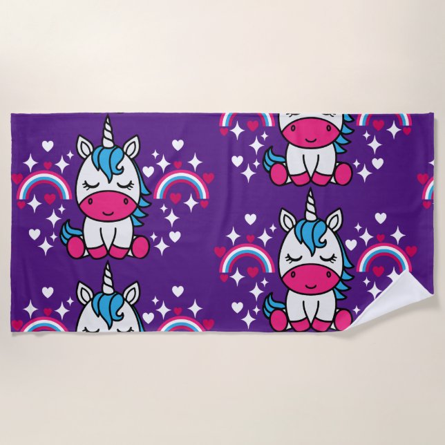Serviette De Plage Pony de licorne violette (Devant)