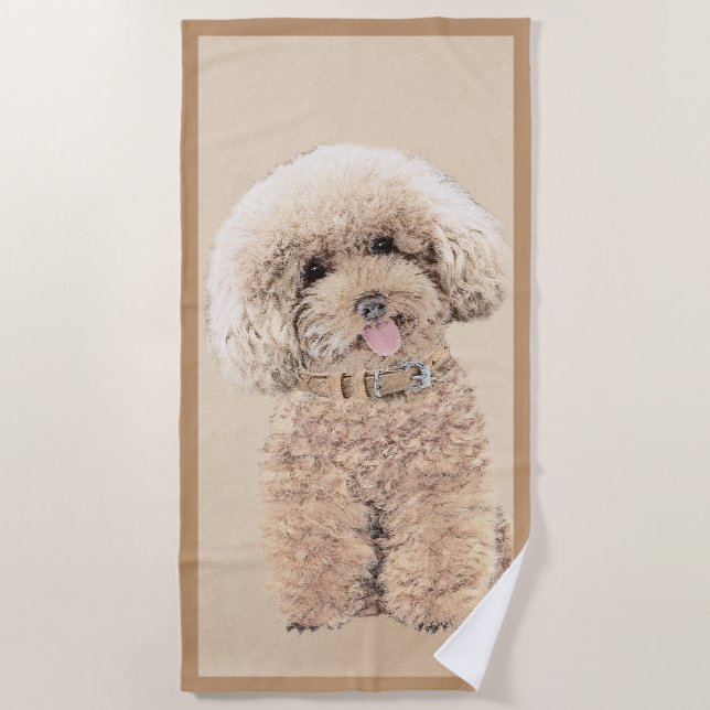 Serviette De Plage Poodle Miniature Toy Apricot Crème Chien Brown Art (Devant)