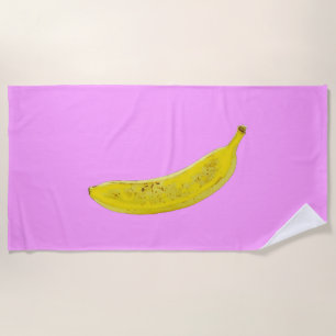 Serviette De Plage Pop Art Banana en jaune