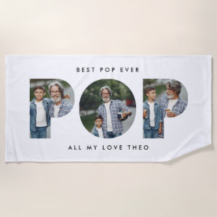 Serviette De Plage Pop multi photo moderne typographie élégante