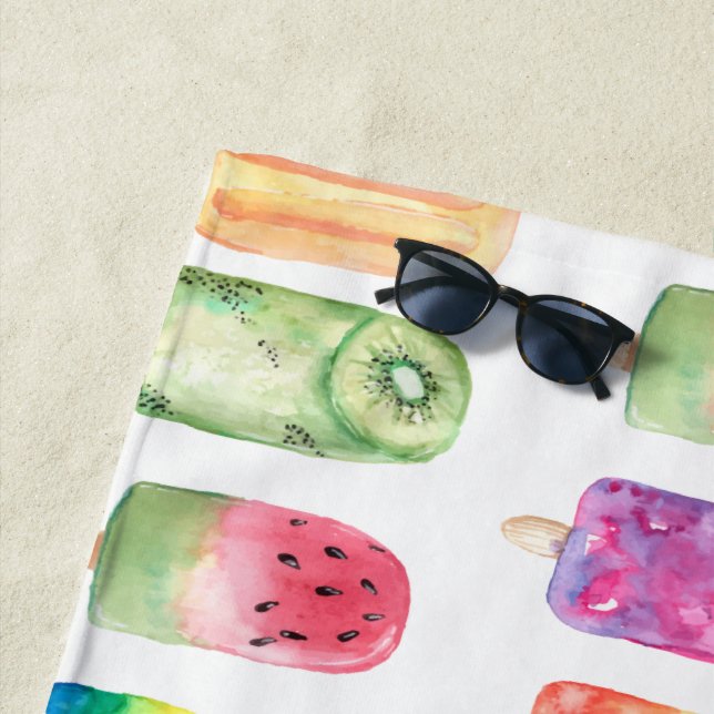 Serviette De Plage Popsicles aquarelles (En situation)