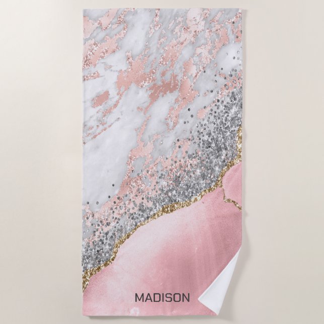 Serviette De Plage Porte en marbre rose (Devant)