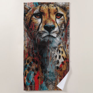Serviette De Plage Portrait artistique de guépard dans la rue avec gr