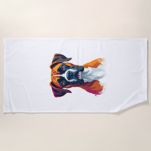 Serviette De Plage Portrait de Boxer Vintage Éclaboussure de Couleur 