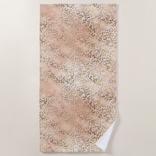 Serviette De Plage Poster de animal Léopard Or Rose rose