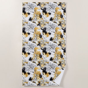 Serviette De Plage Poster de animal Léopards d'or jaune noir