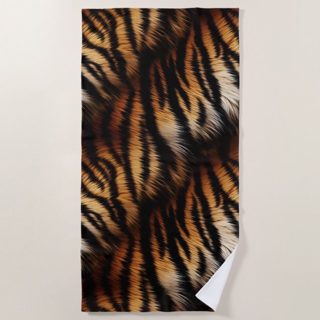 Serviette De Plage Poster de animal Orange Black Tiger Stripes (Devant)