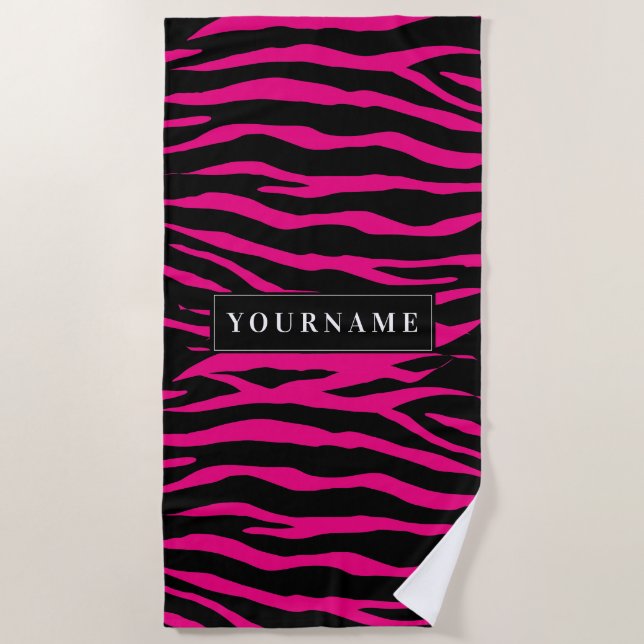 Serviette De Plage Poster de animal personnalisé de motif de rayure (Devant)
