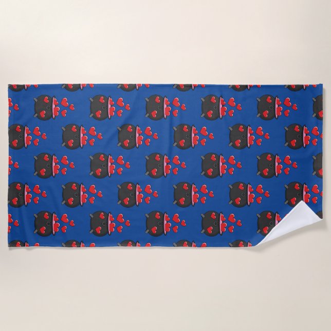 Serviette De Plage Potion d'amour des coeurs (Devant)