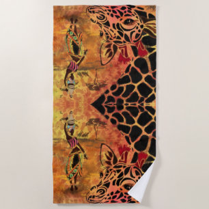 Serviette de plage pour femme africaine et girafe