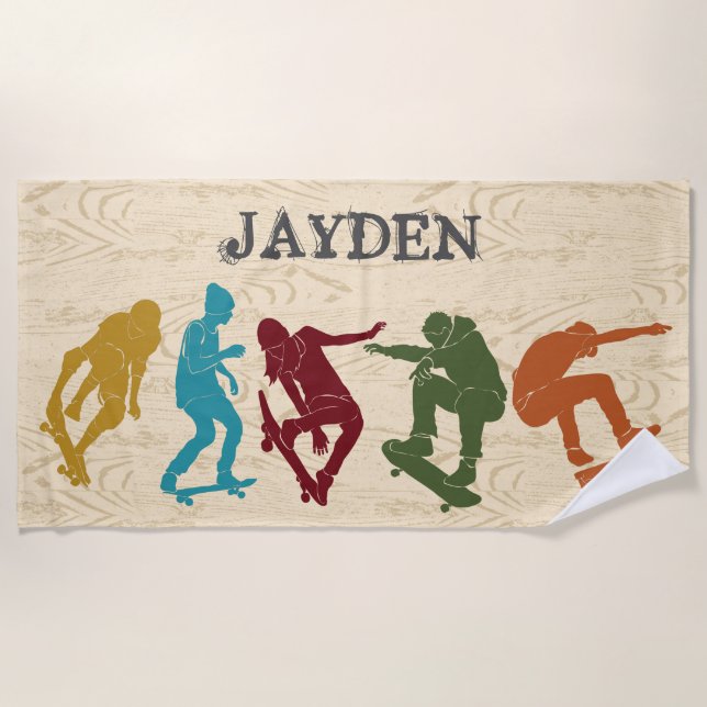 Serviette De Plage Pour Skateboarders Skateboard Graphics Collage (Devant)