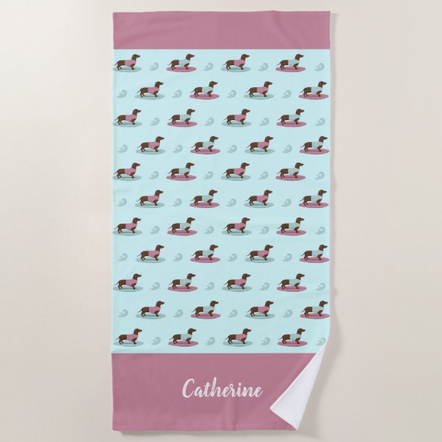 Serviette de plage pour surf Dachshunds (Devant)