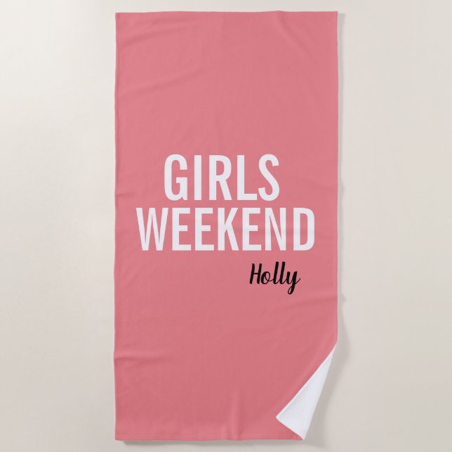 Serviette de plage pour week-end entre filles Rose (Devant)