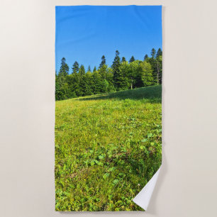 Serviette De Plage Prairie verte des Carpates – Impression de montagn