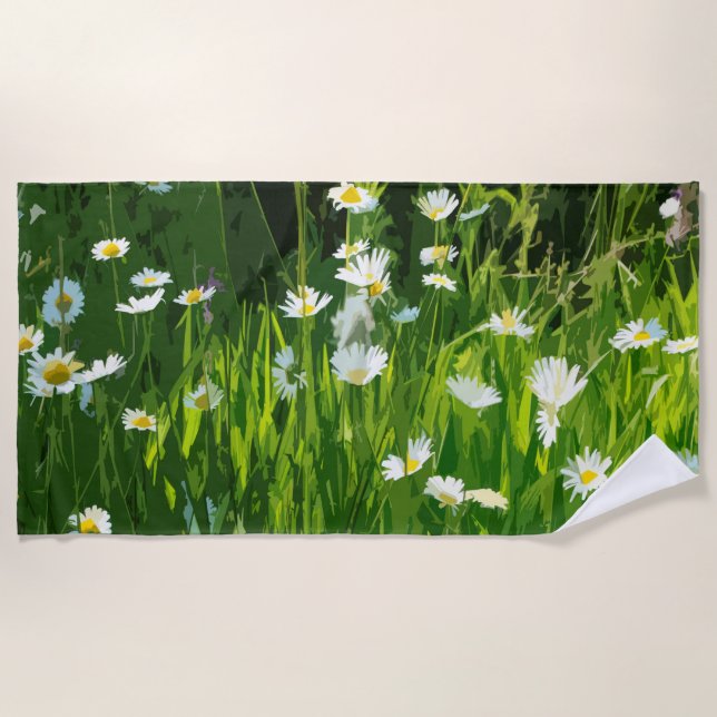 Serviette De Plage pré fleuri (Devant)