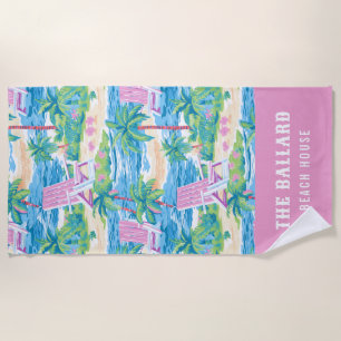 Serviette De Plage Preppy Pink Beach Chair Maison de plage