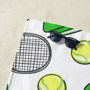 Serviette De Plage Preppy Pink Tennis Racquet Motif vert