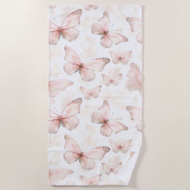 Serviette De Plage Pretty Pink Butterflies   (Devant)
