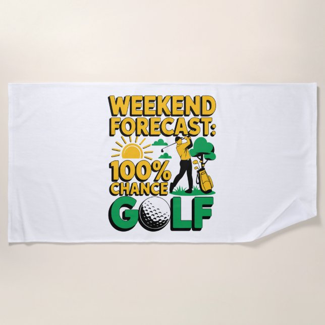 Serviette De Plage Prévision de fin de semaine 100% Chance de golf (Devant)