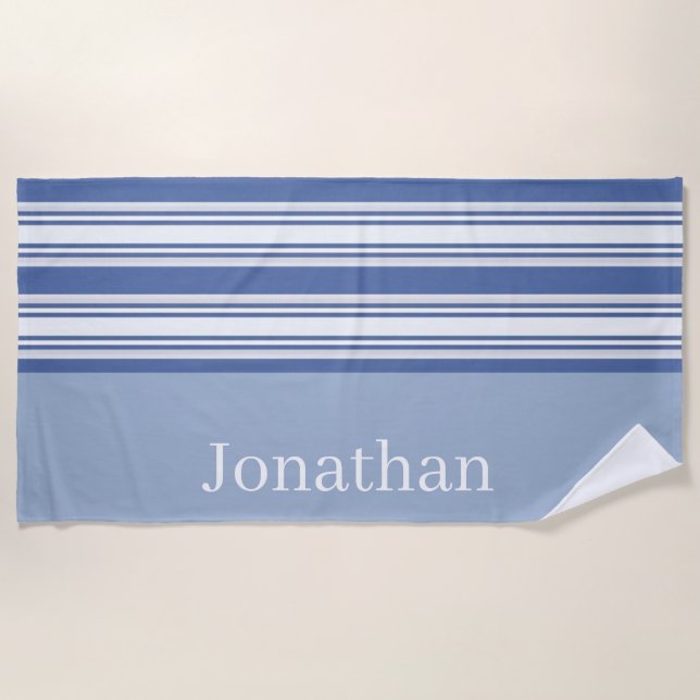 Serviette de plage printemps robuste bleu et blanc (Devant)