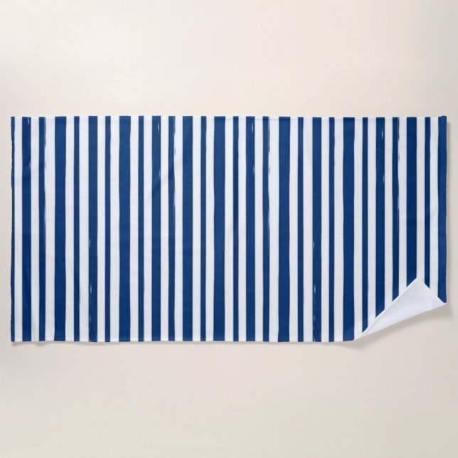 Serviette de plage printemps robuste bleu et blanc (Devant)