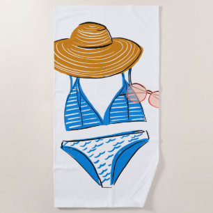 Serviette De Plage Profitez du soleil - maillot de bain bleu