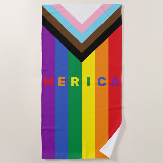 Serviette De Plage Progrès Fierté Arc-en-ciel Merica Gay America Pers (Devant)