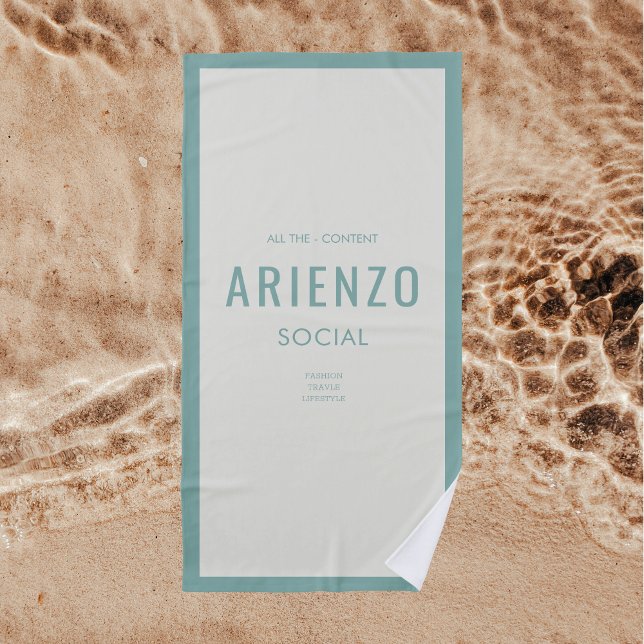 Serviette De Plage Promoteur Retro Turquoise Influenceur des médias s (Créateur téléchargé)