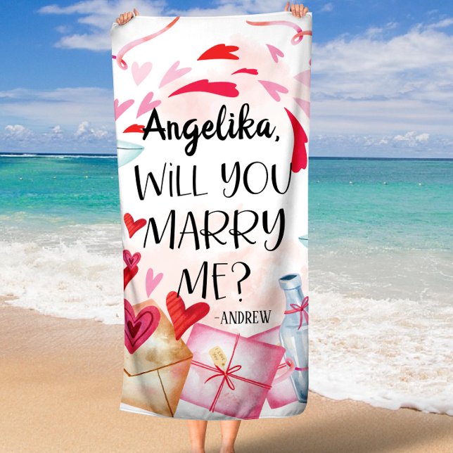 Serviette De Plage Proposition de marriage | You Marry Me ? Custom (Marriage Proposal | Will You Marry Me? Custom Name Beach Towel)