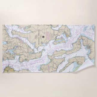 Serviette De Plage Puget Sound-Northern Part Graphique nautique 18441