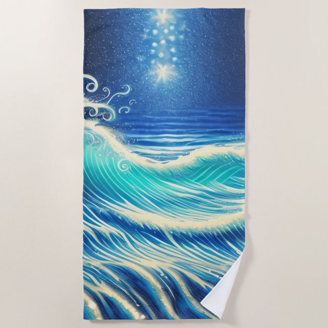 Serviette De Plage Puissance de l'océan bleu (Devant)