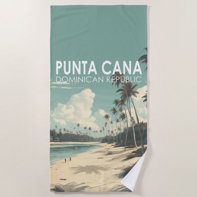 Serviette De Plage Punta Cana République Dominicaine Travel Art Vinta (Devant)